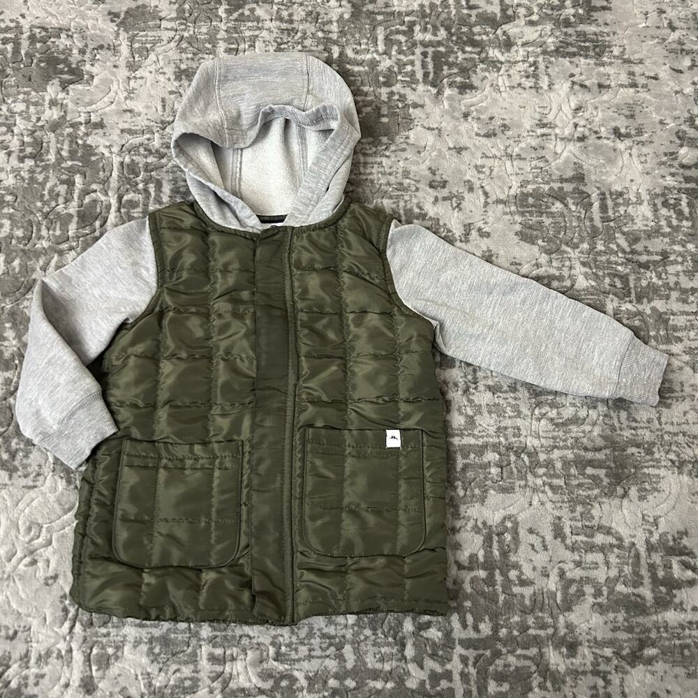 TOMMY BAHAMA KIDS BOY Toddler QUILTED Hooded Green Olive Cotton JACKET 3T